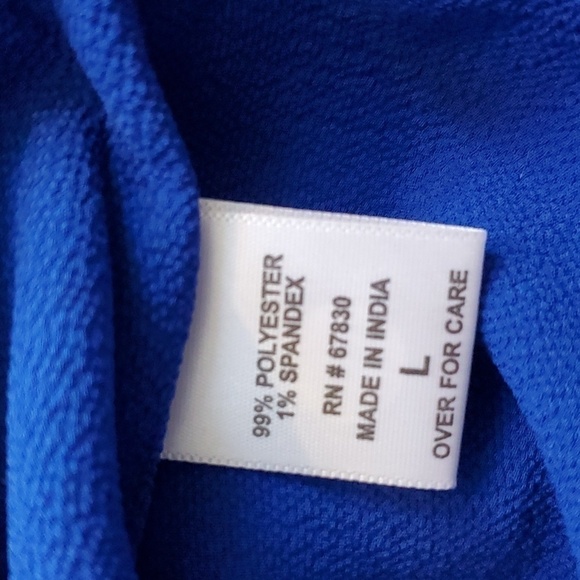 Cathy- Womens Royal blue Top Gold zipper front Pockets Roll tab sleeves Sz.XL - Picture 5 of 5
